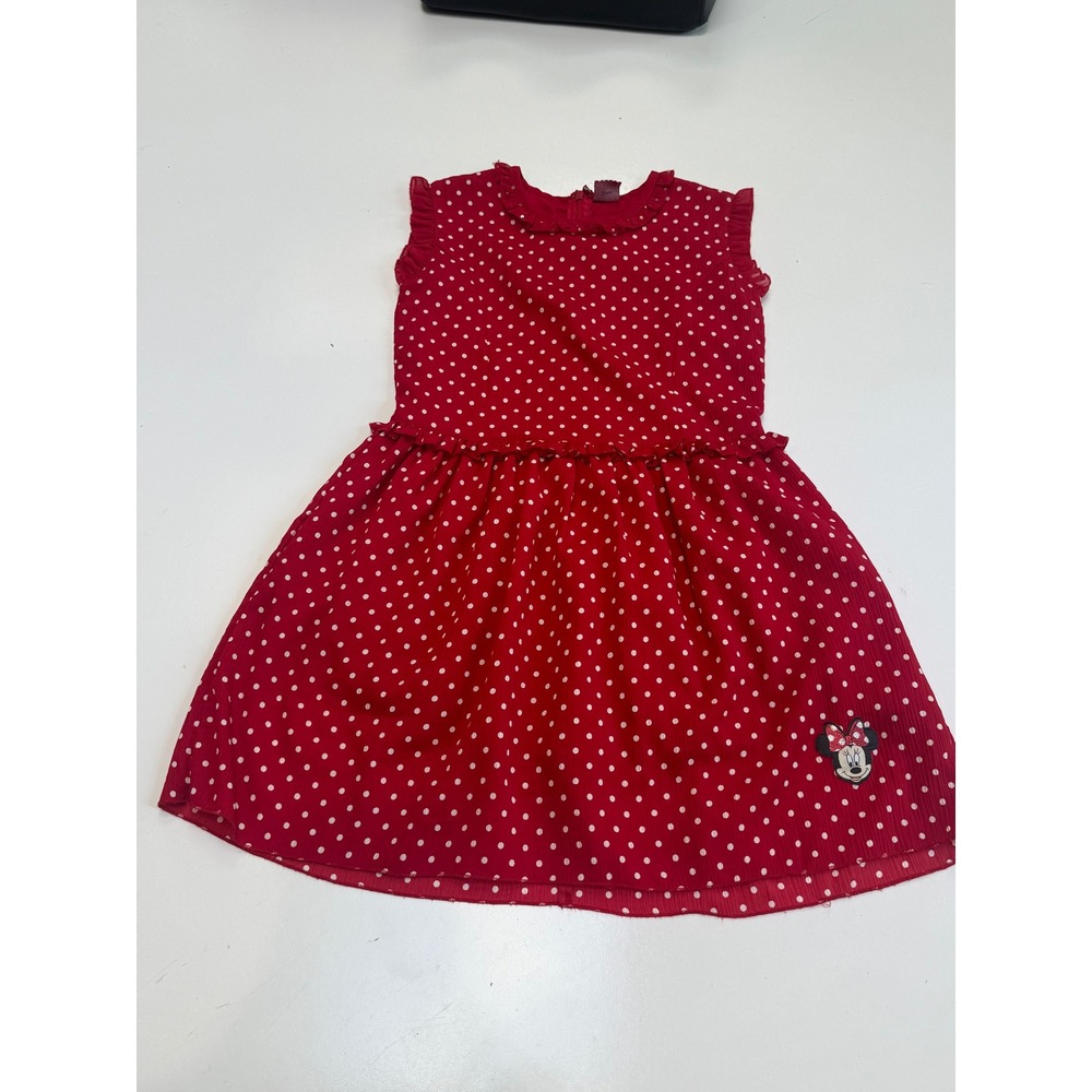 Disney Minnie Mouse Red Polka Dot Ruffle Dress Girls Size 9-10 Years